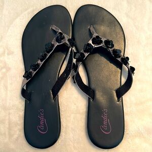 Candies Black Detailed Sandals-Size 9/10
